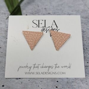 NEW Sela Designs | Champagne Leather Triangle Studs